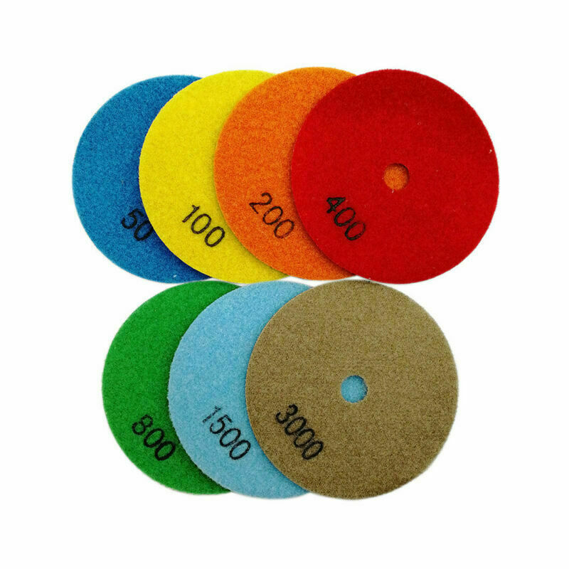 7pcs 4″ 100mm Diamond Polishing Pads Dry Flexible Sanding Disc for Stones Marble