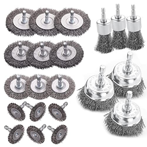 Wire Brush for Drill Set Pcs, Abrasive Wire Wheel for 21 mixed, 1/4″ hex shank