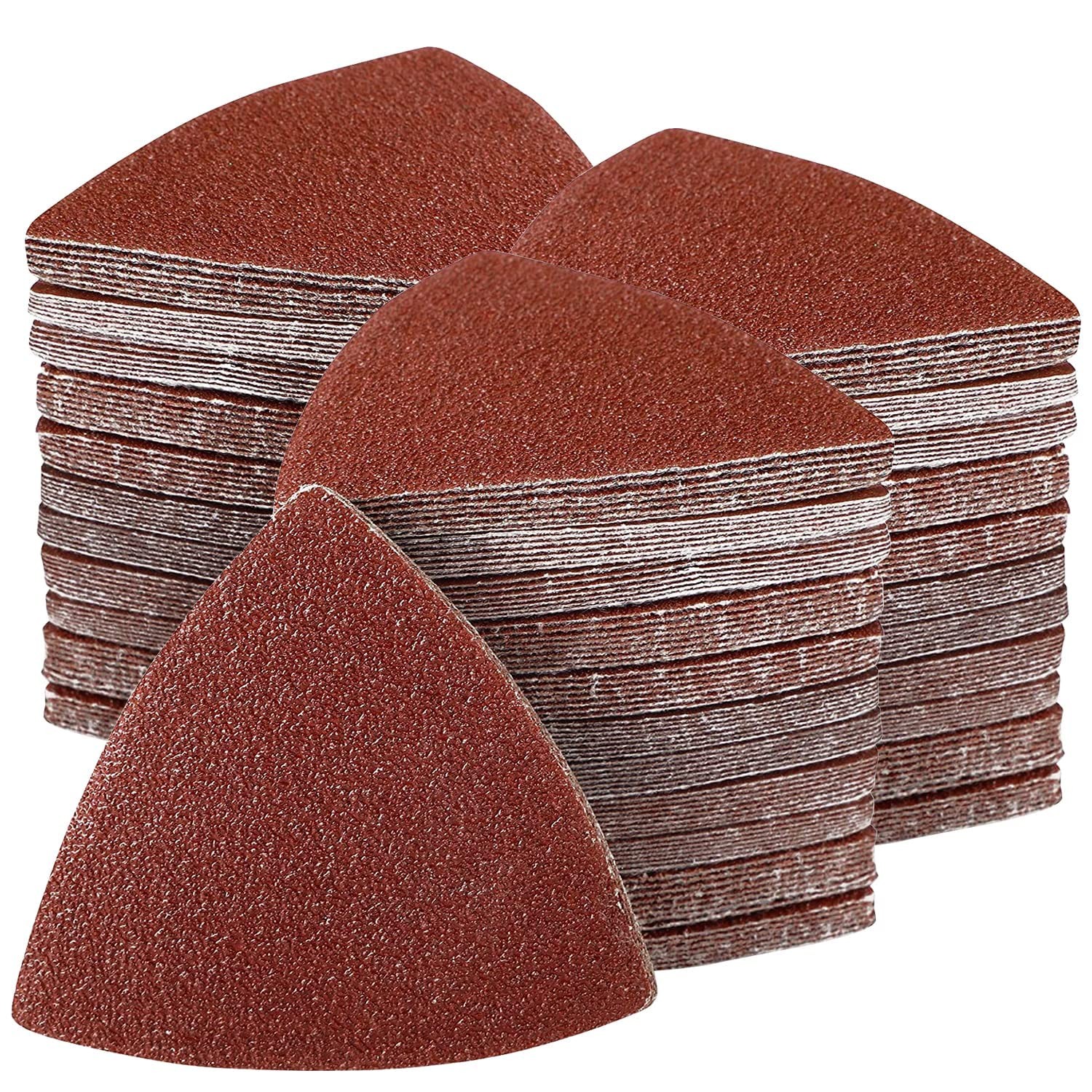 200Pcs 80mm Triangle Sanding Pads, Hook and Loop Triangular Sandpaper