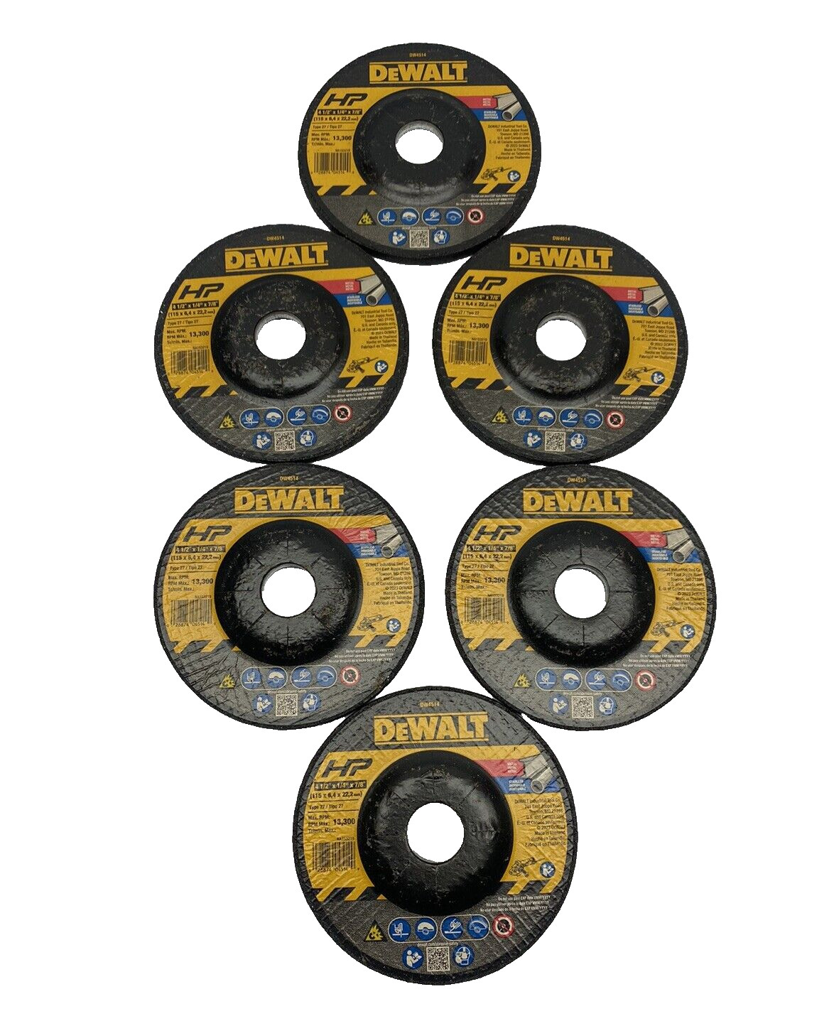 Lot Of 6, DW4514 Dewalt 4-1/2″X1/4″X7/8″, Metal/Stainless
