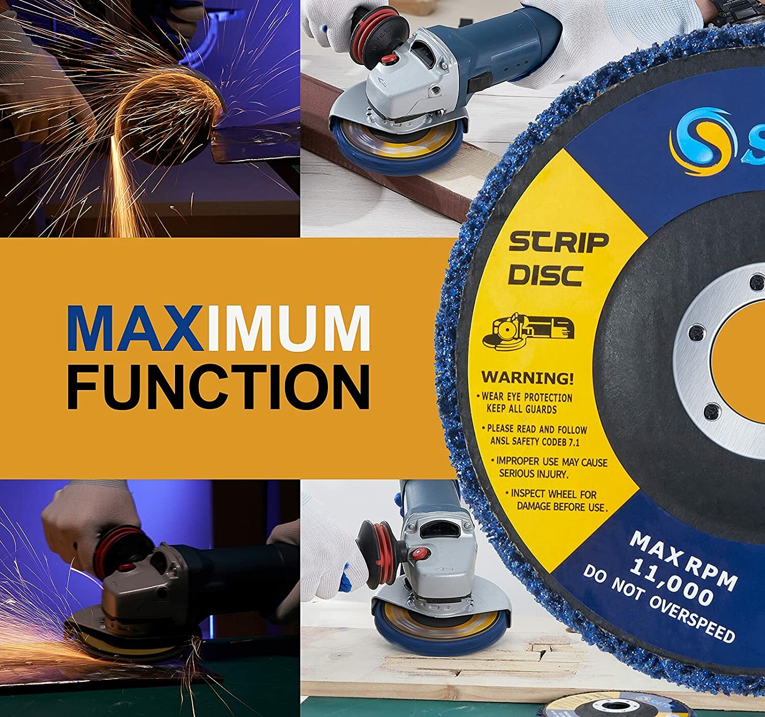 5PCS 5″ x 7/8″ Blue Strip Clean Disc Paint Stripping Rust Removal Sanding Wheels