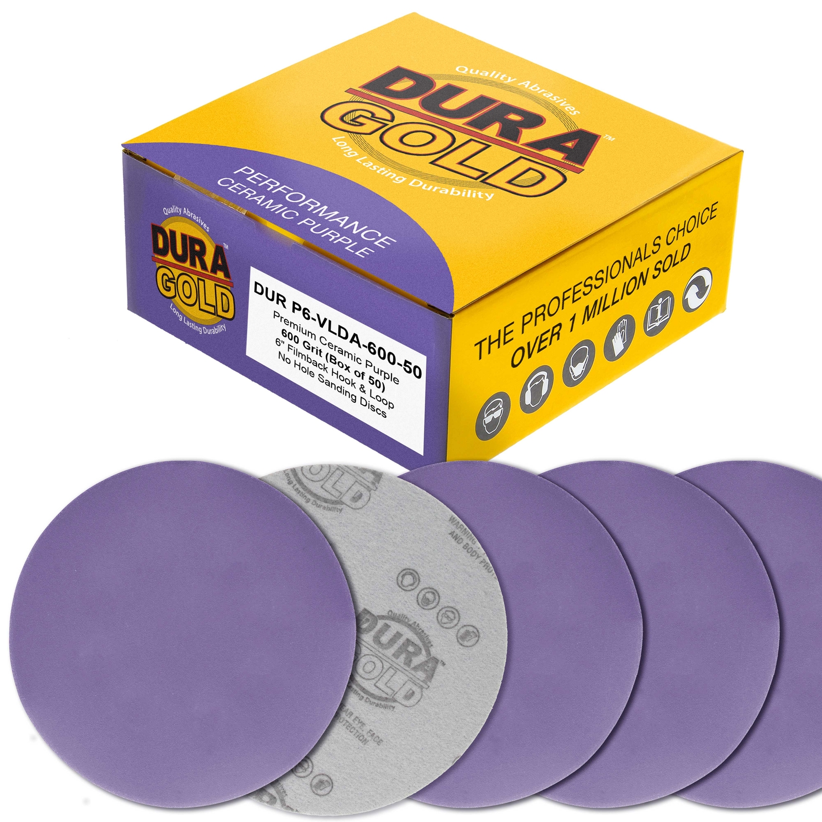 600 Grit 6″ Purple Ceramic Sanding Discs, Box of 50 – Hook & Loop Sandpaper