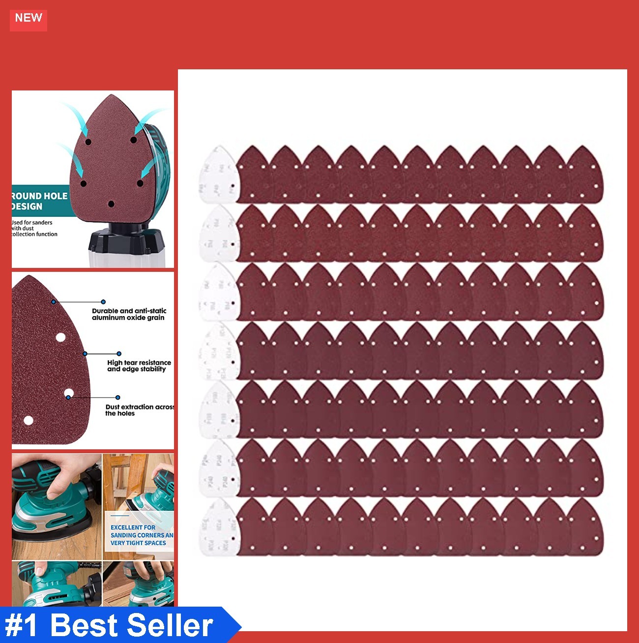 84 PCS Mouse Sander Paper Detail Sanding Assorted Grits 40 to 320 Hook and Loop