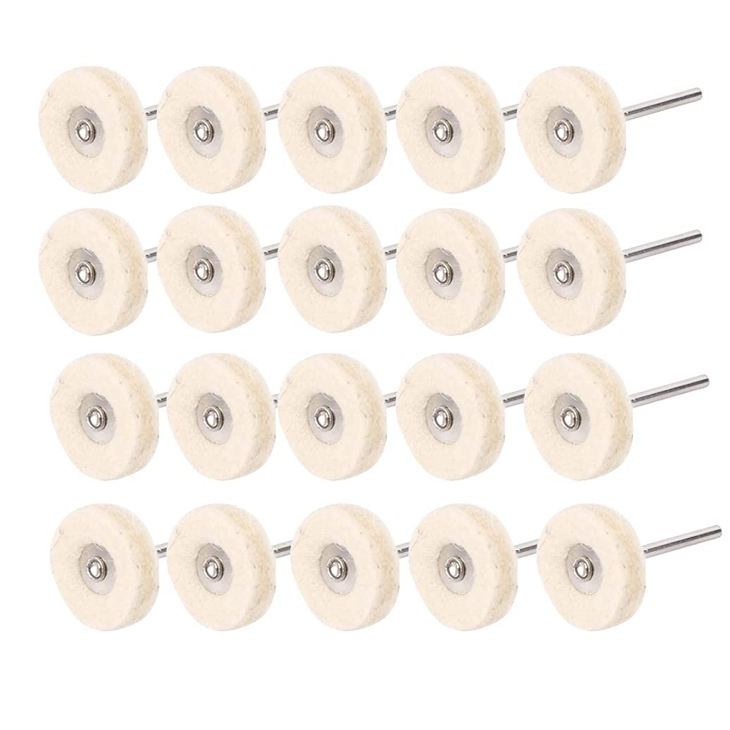 Luo ke 20 Pack Compressed Wool Felt Polishing Wheel 1/8″ Mandrel Mounted Wool…