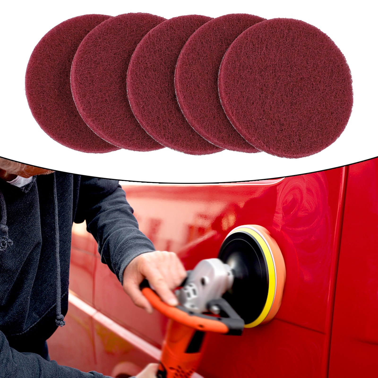 Nylon Industrial Scouring Pad Cleaning Cloth Scrub Polishing Pad 4Inch 5Pieces