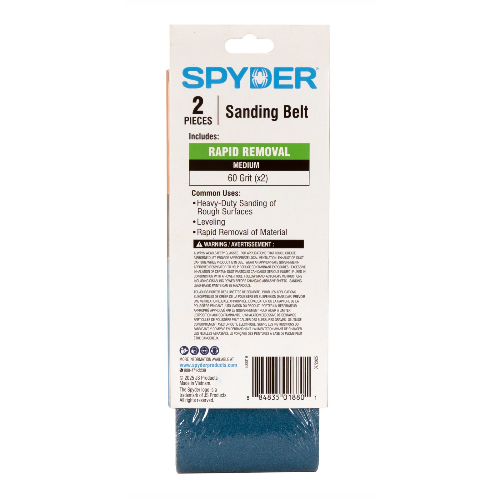 Spyder 4 in. x 24 in. 60 Grit Zirconia Tape Joint Sanding Belt (2-Pack) 500019