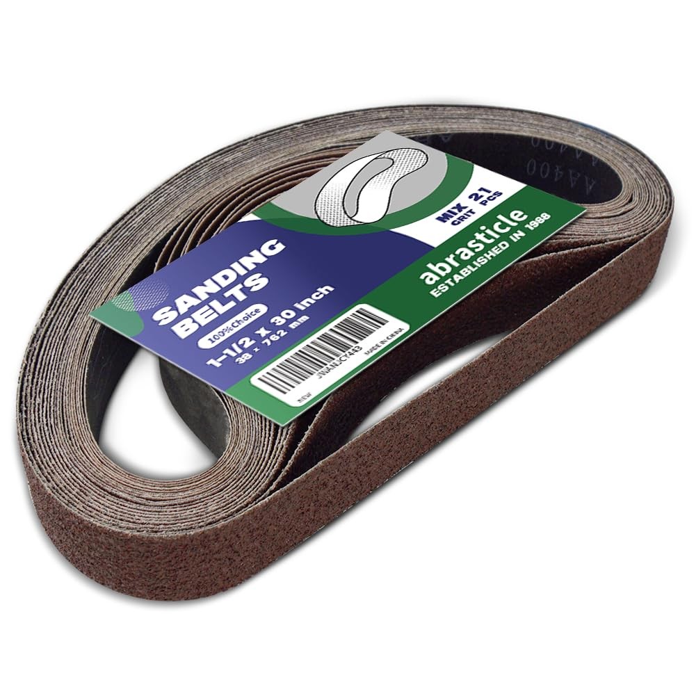 21 Pcs 1-1/2 x 30 Inch Assorted Aluminum Oxide Sanding 1-1/2×30(21pcs), Red