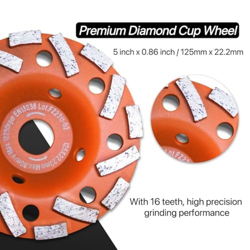 Dust Shroud for Angle Grinder 4.5-5 Dust Shroud + Diamond Grinding Cup Wheel