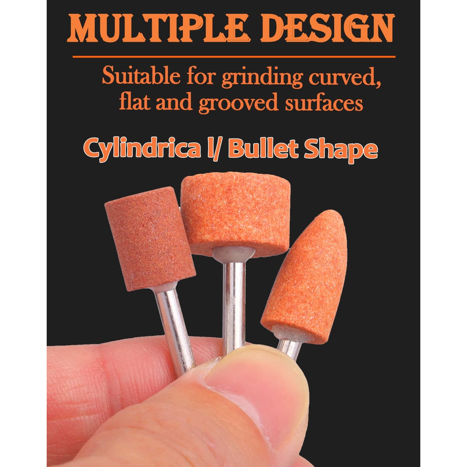 60 Pack Grinding Stone Set 1/8″ Shank, Sanding Drill Bit for Rotary Tool Flap Wh