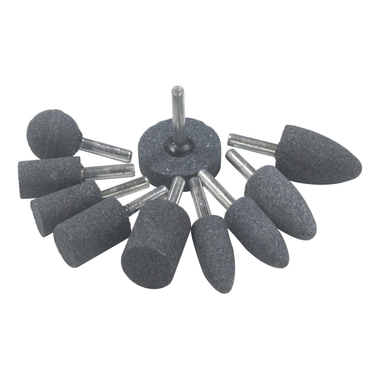 10 Pcs Rotary Grinding Stone 1/4 Inch Shank Abrasive Stones for Metal Aluminum