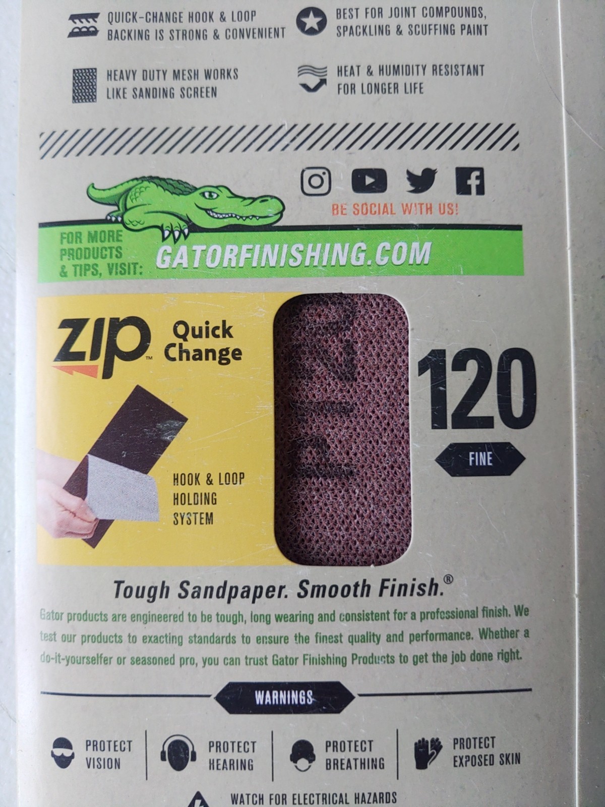 Zip Gator Hook Loop Sanding Mesh 120 Drywall Very Fine 4.5”x10.5” Sandpaper x 4