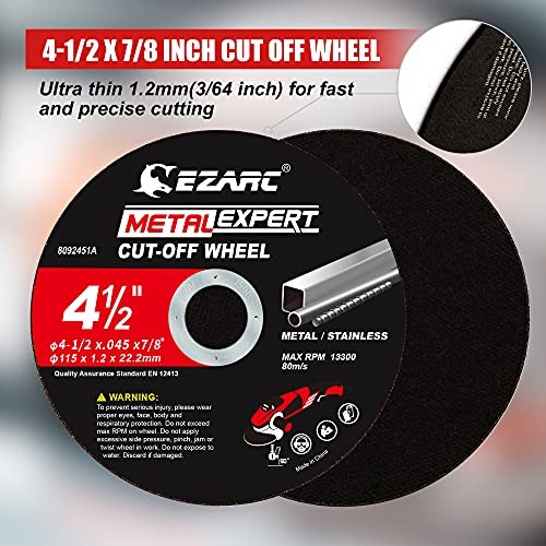 Cut Off Wheel 25 Pack, 4.5″ x .045″ x 7/8″ Cutting Wheel, Metal & Stainless