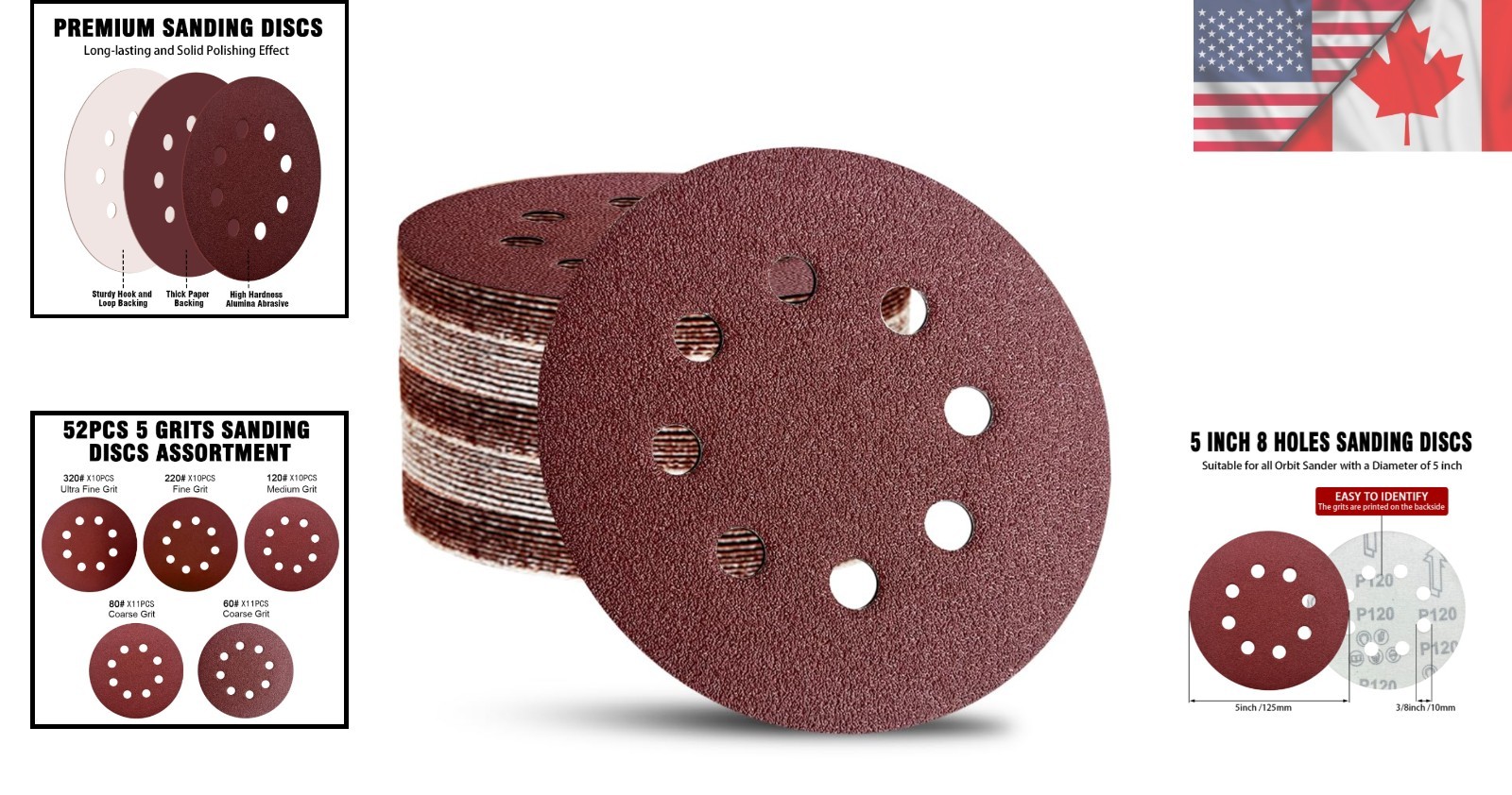 Effortless Sanding: 52 Packs of 5″ Hook and Loop Discs – Perfect for Art & Wood