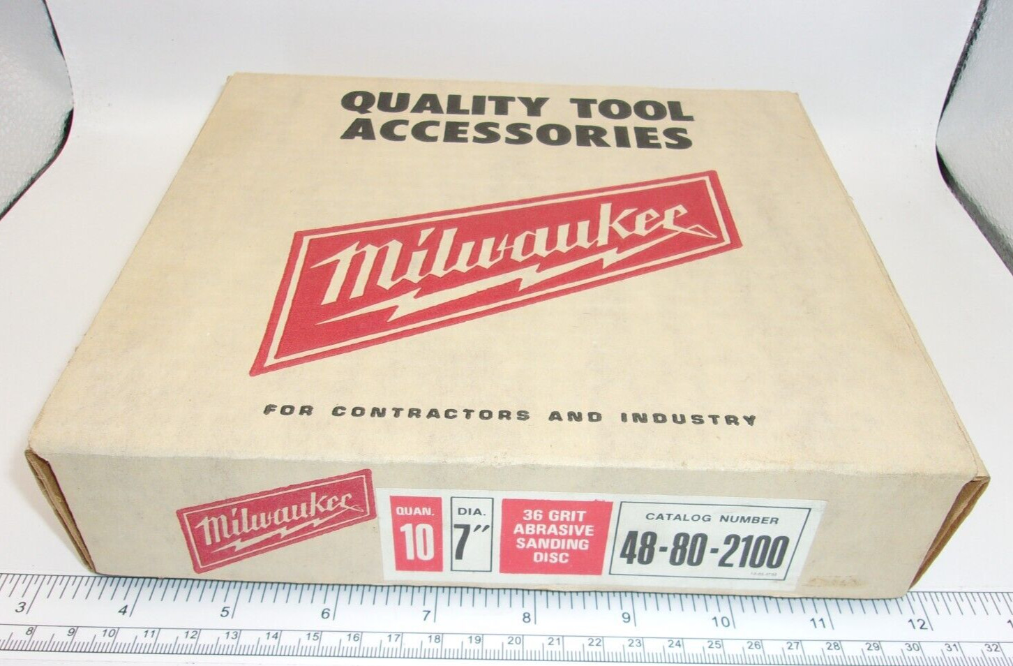 Box of 10 Milwaukee 48-80-2100, 7” 36 Grit Abrasive Sanding Discs, 1247A
