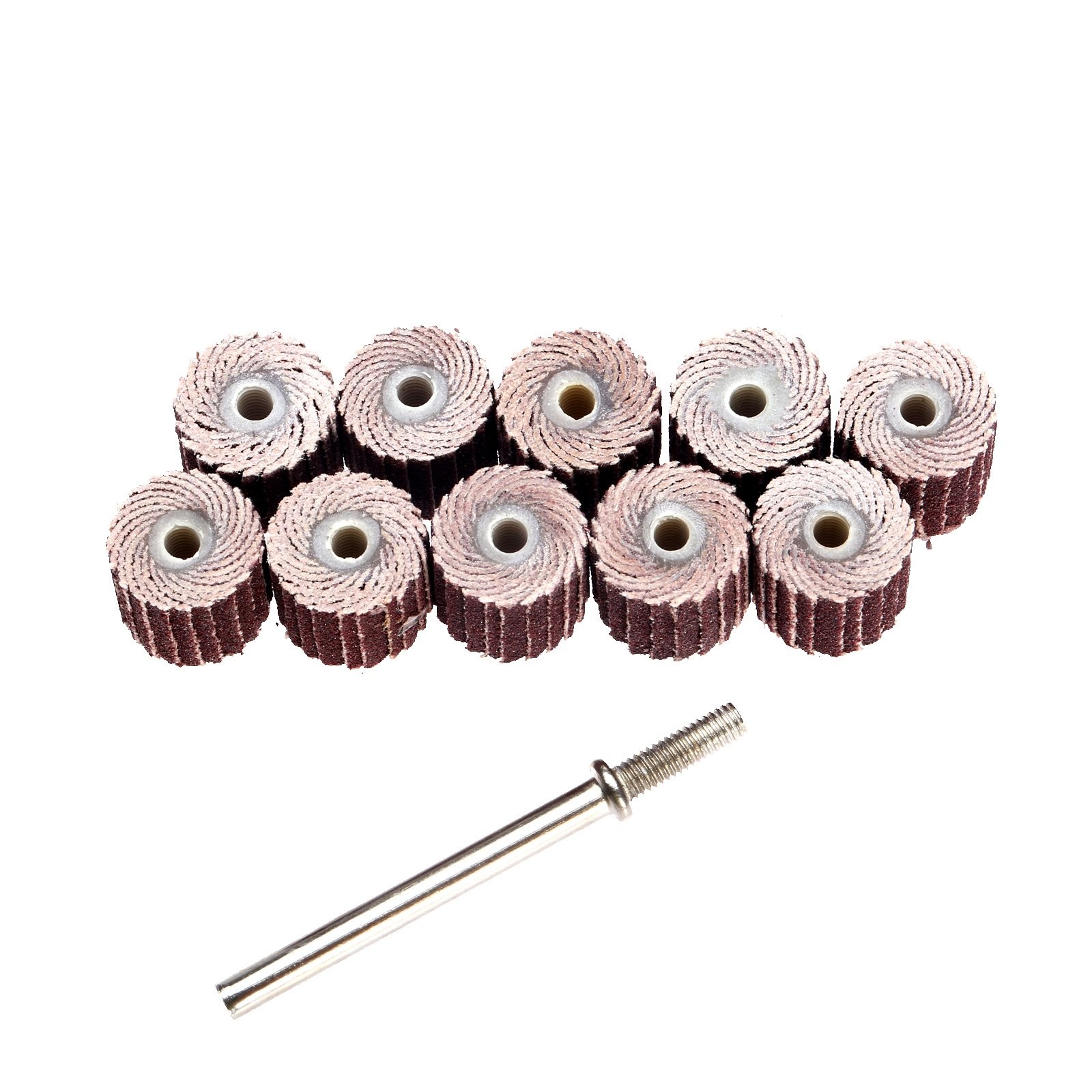 10Pcs Flap Wheel Head Sander Rod 240 Grit Polishing Grinding Power Rotary Tool