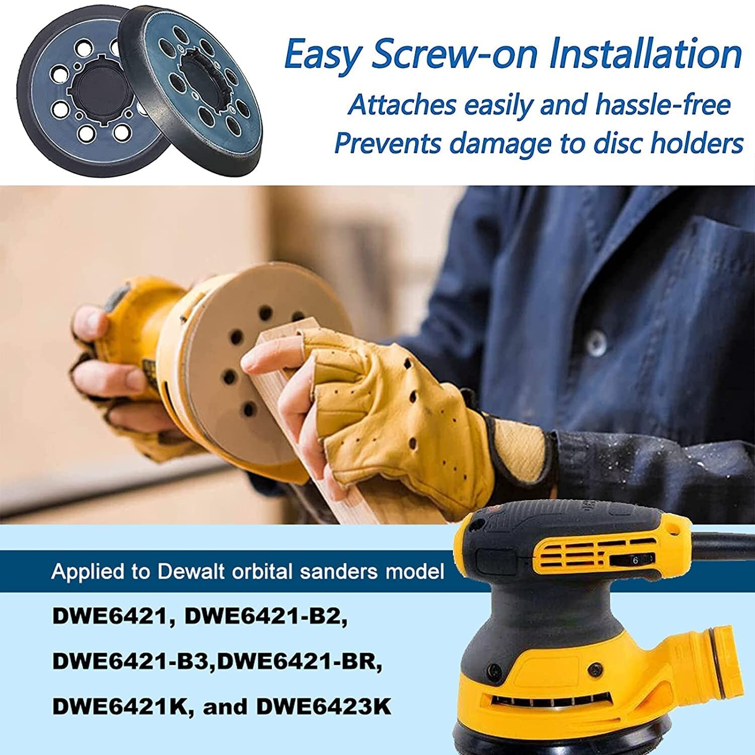 2PC 5″ Orbital Sander Pad Replacement 8-Hole 4-Screw for Dewalt DWE64233 N329079