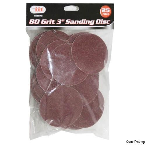 IIT 3″ 80 Grit Sanding Discs Wheels With 1/4″ Mandrel Roll Lock R Style 82079