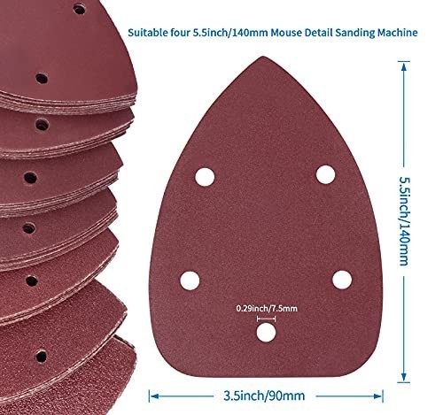 84 PCS Mouse Sander Paper Detail Sanding Assorted Grits 40 to 320 Hook and Loop
