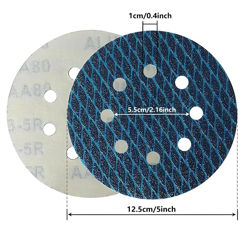 10pcs 5-Inch 8-Hole Sanding Discs Hook & Loop Diamond Mesh Set – NEW