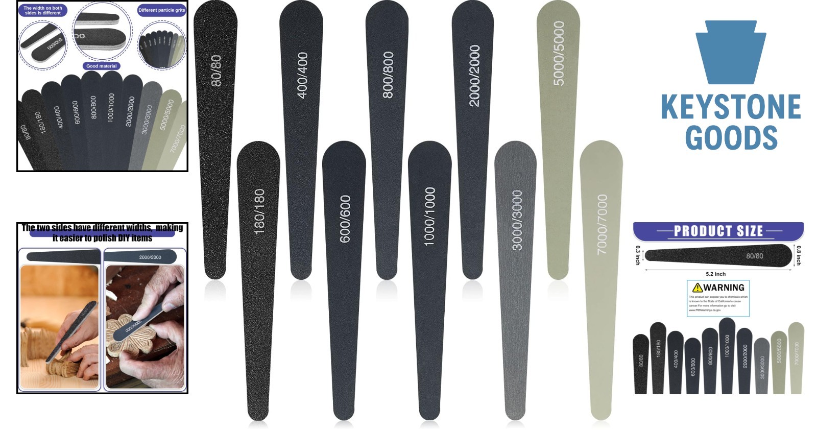 10-Piece Assorted Grit Sanding Sticks for Plastic Models & Crafts