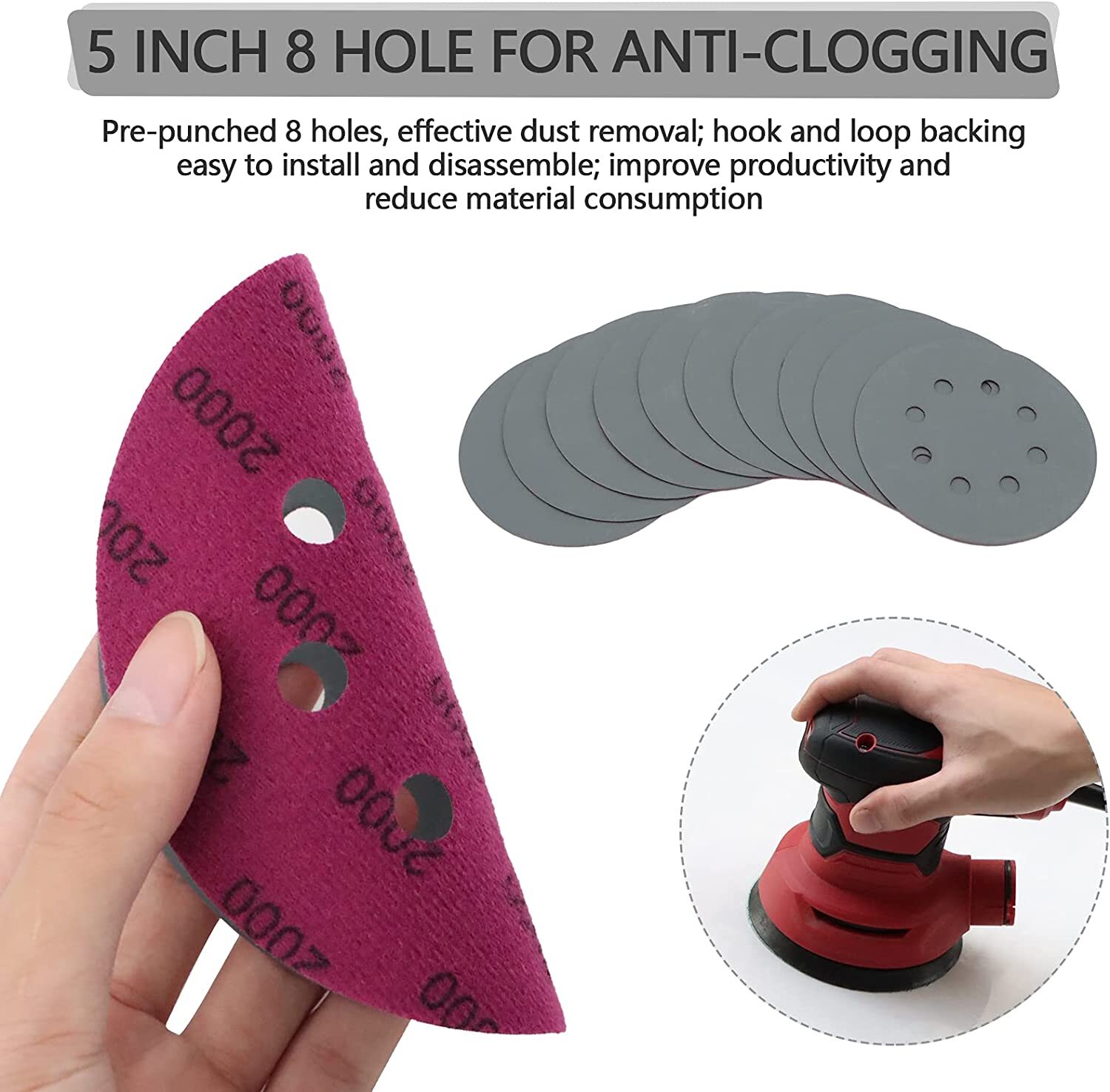 125mm Sanding Discs Hook Loop 400 to 2000 Grit W/ Interface Pad grinding sander