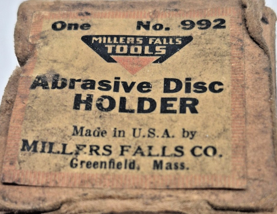 Millers Falls Abrasive Disc Holder , 1/4″ Shank for Drill , Vintage Rare