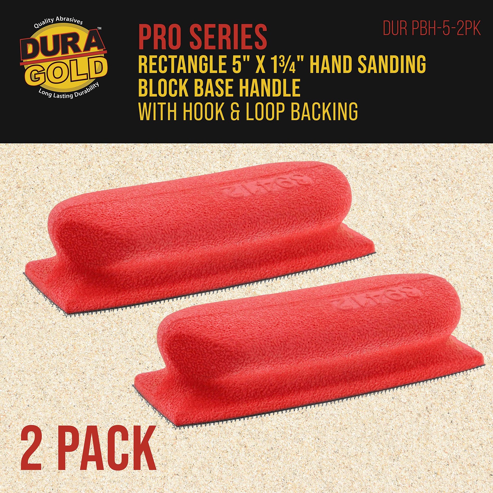 Series Rectangle 5″ x 1-3/4″ Hand Sanding Block Base Handle with Hook & Loop …