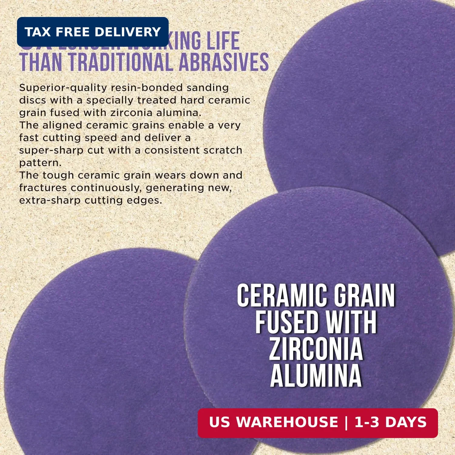 Dura-Gold Premium 320 Grit 3″ Purple Film Ceramic Sanding Discs, Box of 30 – Hoo