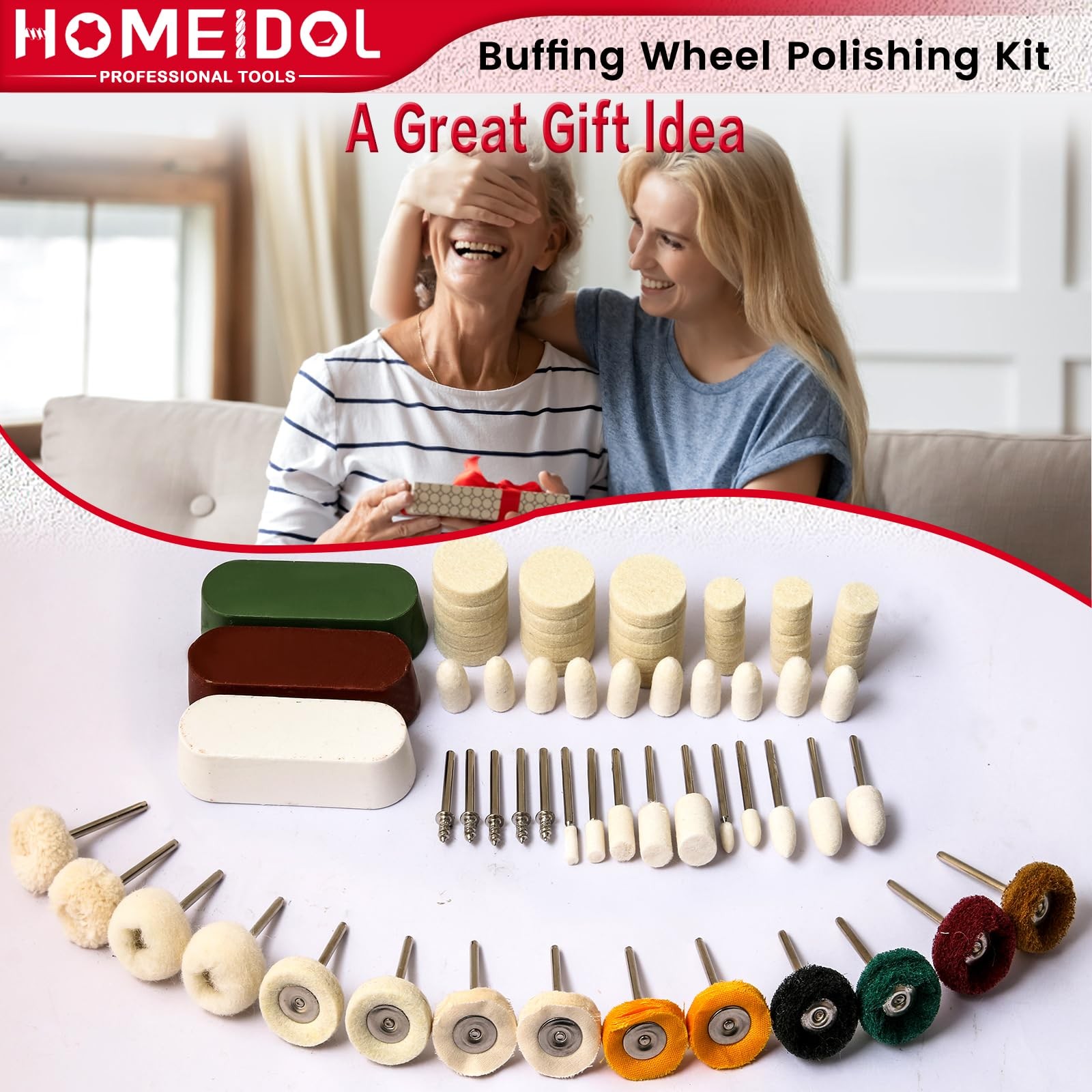 72Pcs Polishing Kit for Dremel Buffing Wheels with Polishing Compound