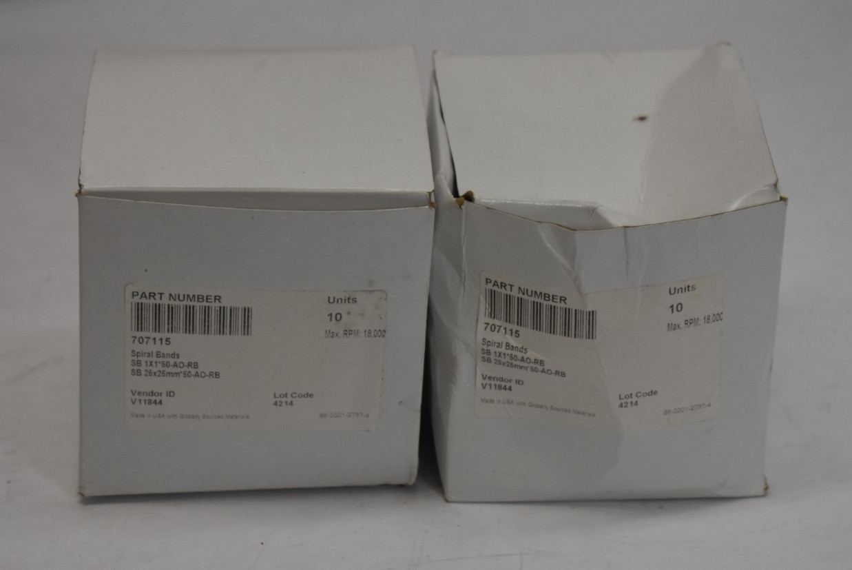 Lot of 20 Aluminum Oxide Spiral Bands No Lap Sanding Sleeves 1″ x 1″ 50-AO-RB