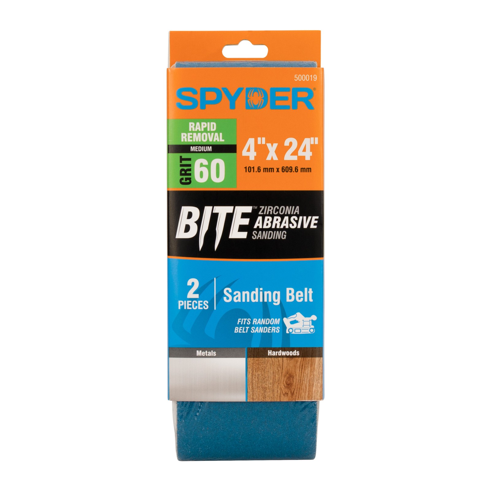 Spyder 4 in. x 24 in. 60 Grit Zirconia Tape Joint Sanding Belt (2-Pack) 500019
