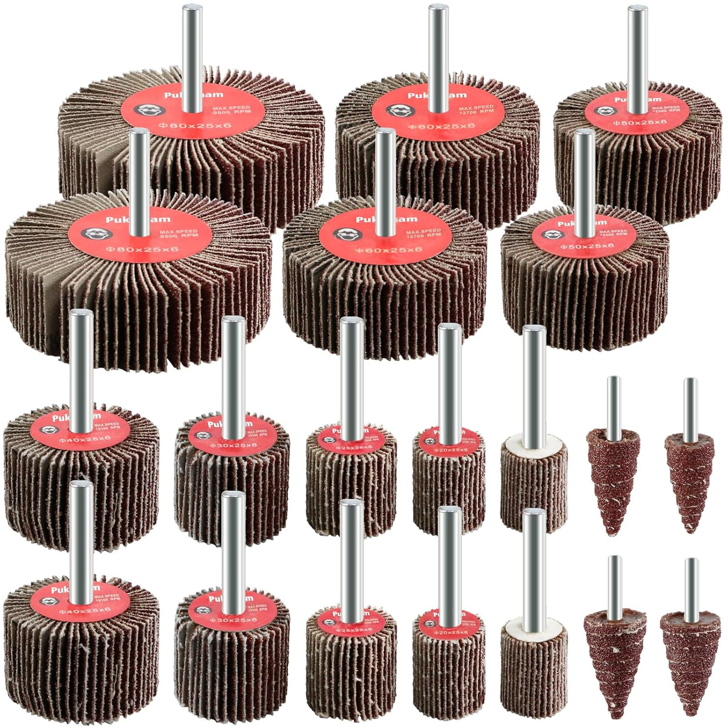 20 Pcs Flap Wheel Sander Set 80 Grit Sanding Wheel for Drill 1/4″ Shank for Meta