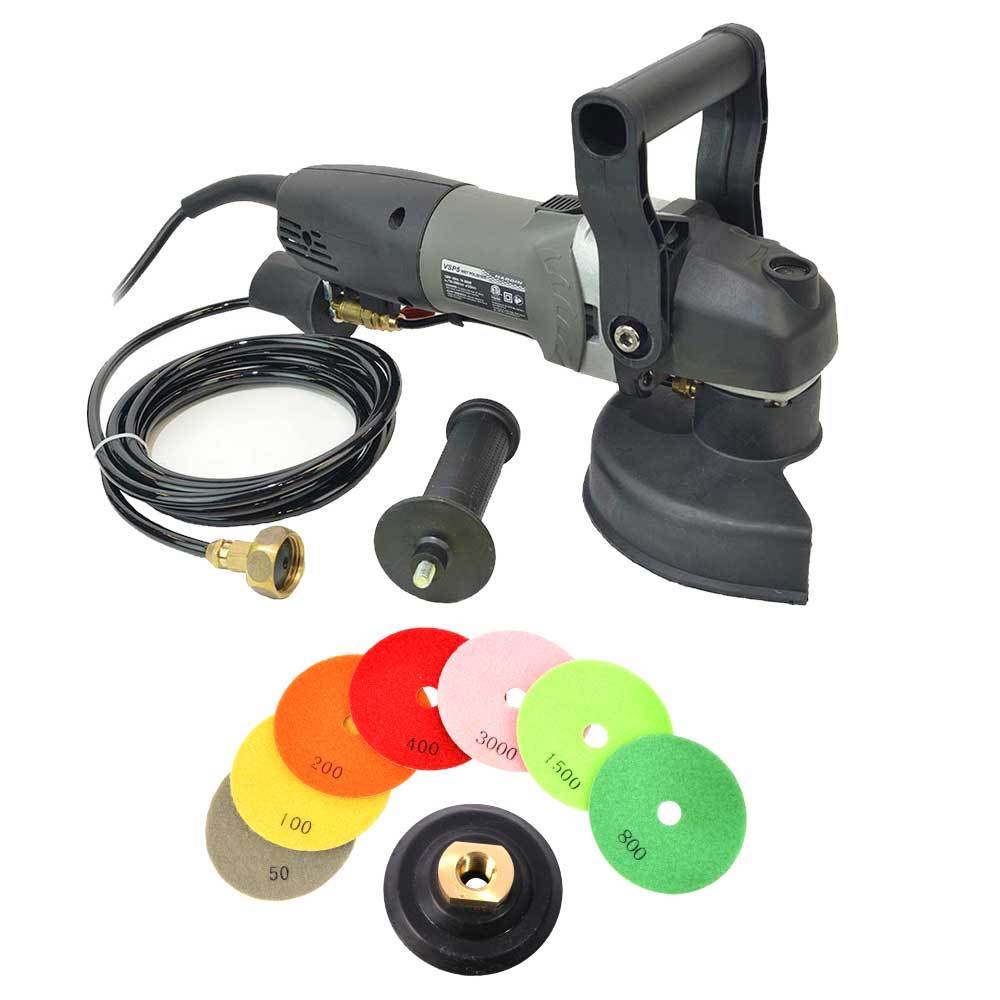 Variable Speed Polisher 5″ Concrete and Stone Wet Polishing Kit w/ Diamond Pads
