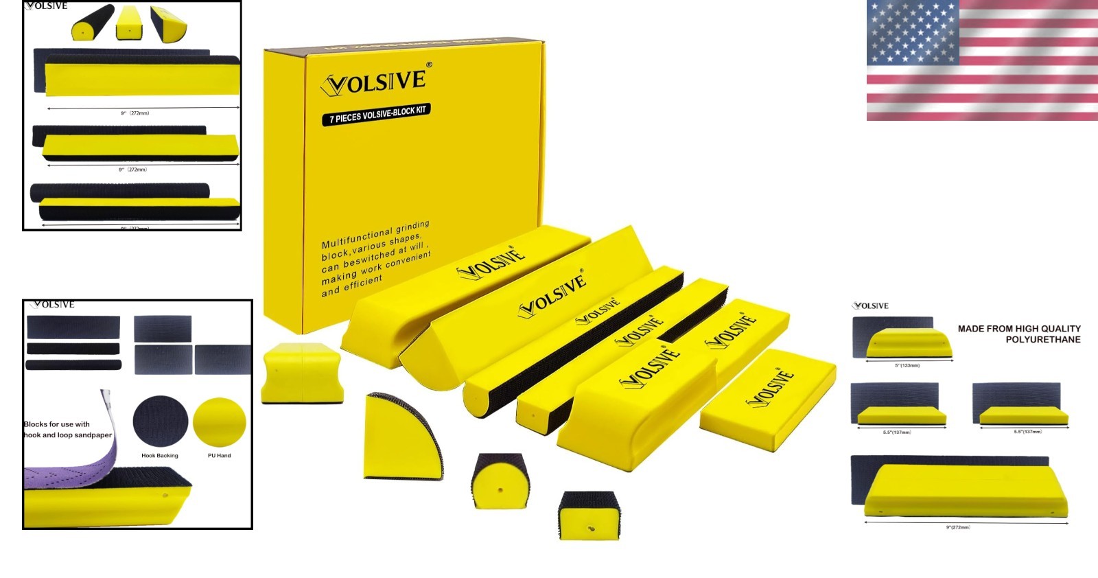 Versatile 7pcs Sanding Pads – Durable Polyurethane Foam for Detailed Finishing