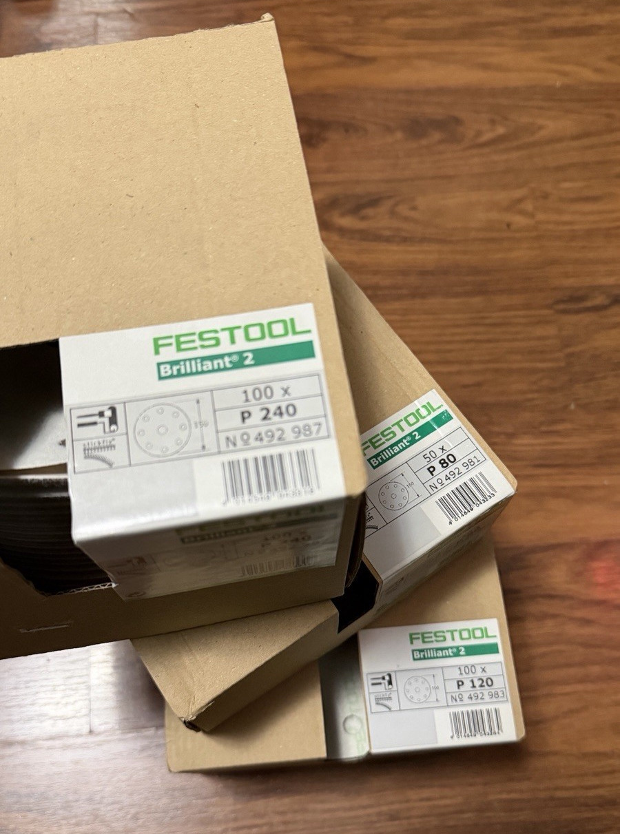 Festool Brilliant 2 P80, P120, P240, 150mm 6″