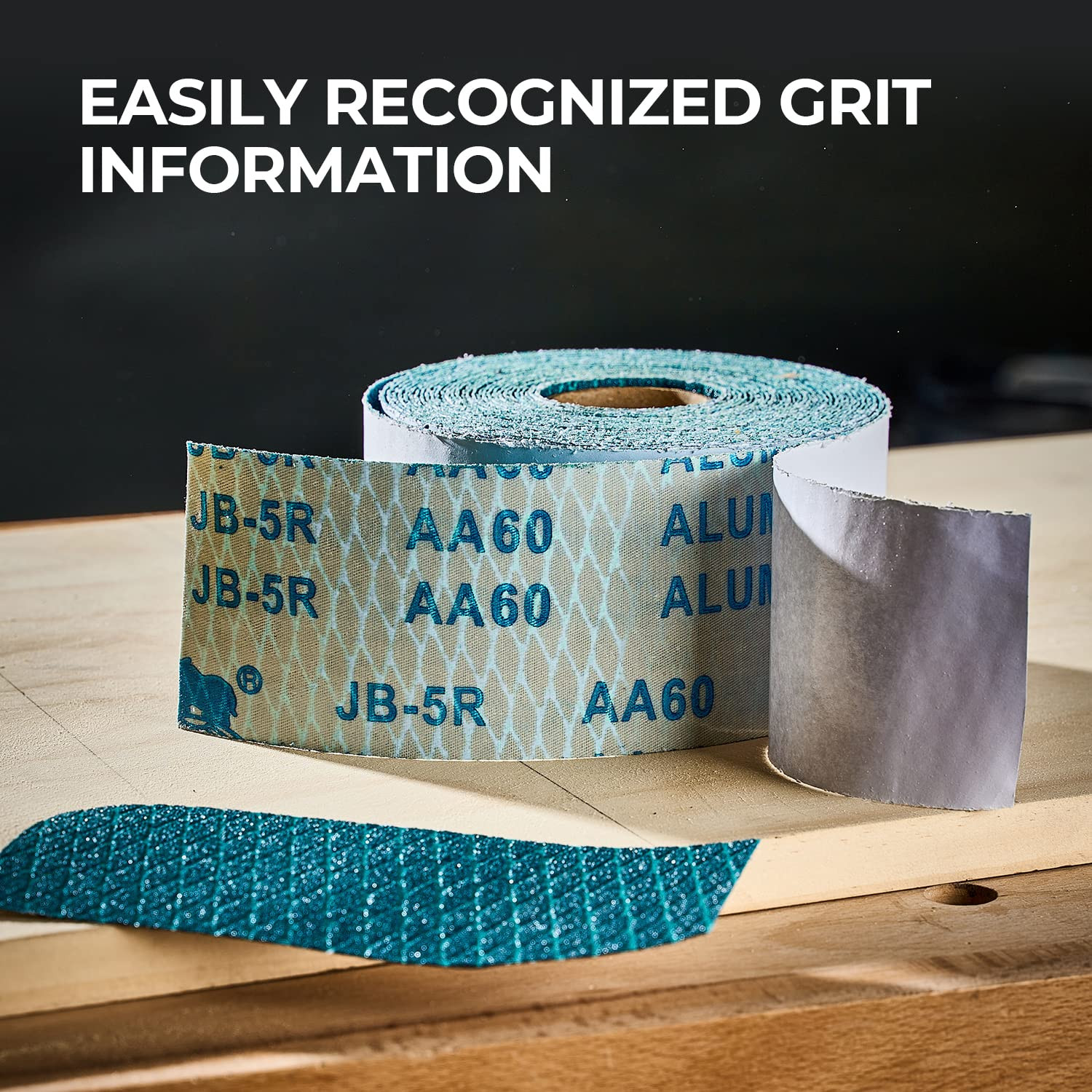 Rollo de papel de lija de grano 80 con forma de diamante, autoadhesivo