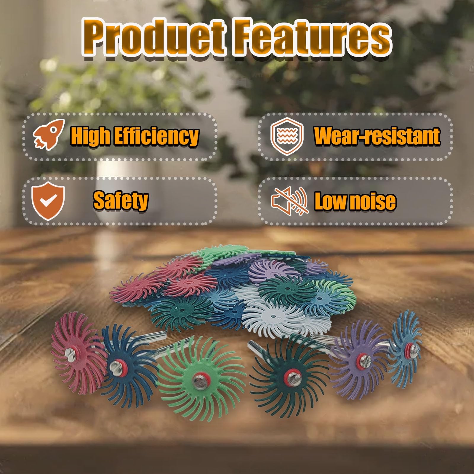 42 Pcs 1 Inch Radial Bristle Discs Kit with 3mm Shank, 80 to 2500 Grit