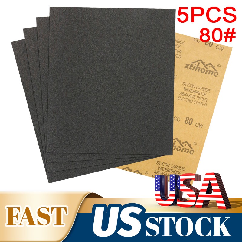 5pcs Sandpaper Wet Dry 80 grit 9*11″ Abrasive Sand Paper Sheets Wood Car Metal
