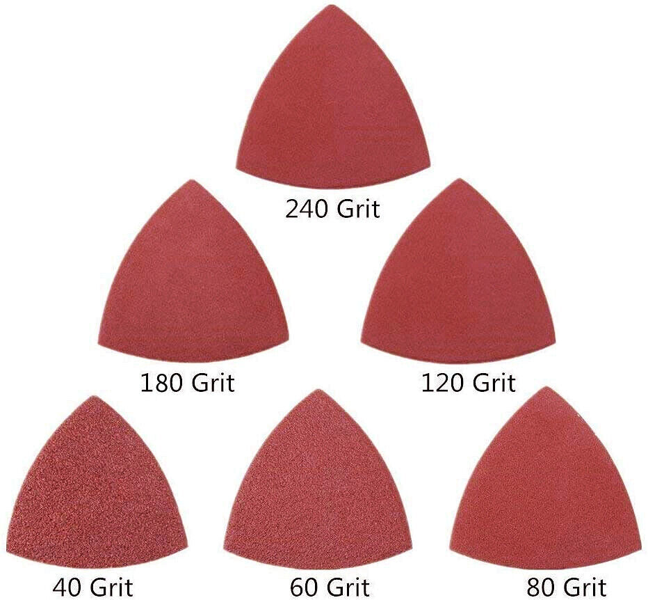 100PCS Multi-Tool Hook Loop Sandpaper Disc Triangle Sanding Pads for Oscillating