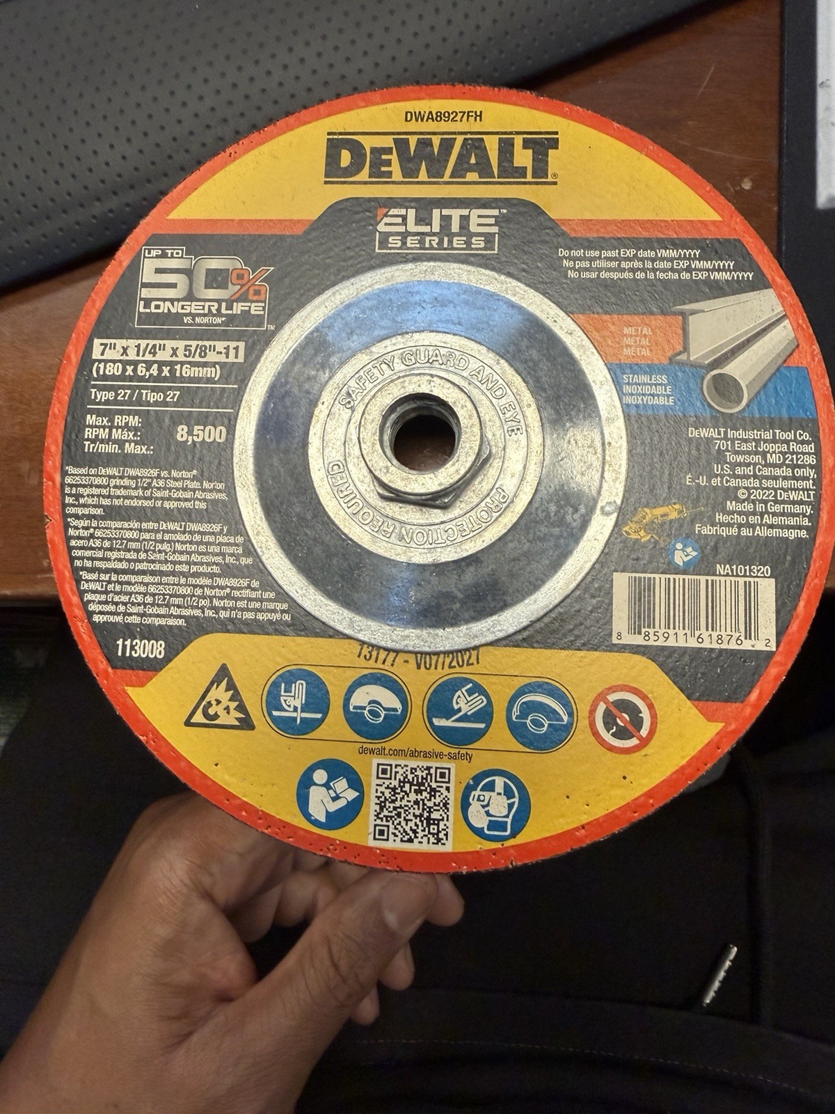 (4) DeWalt Abrasive Cut-Off Wheel Type 27 Ceramic 7-In x 5/8-In -11 Arbor Hole