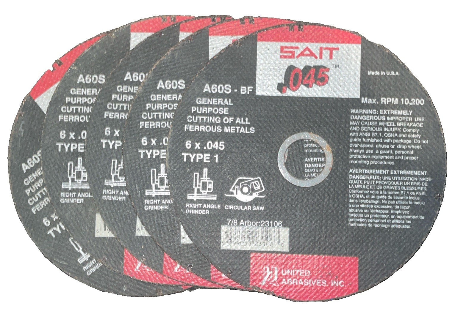 5 – SAIT A60S-BF Cut-Off Wheel 6 in Cutting for Right Angle Grinder Circular Saw