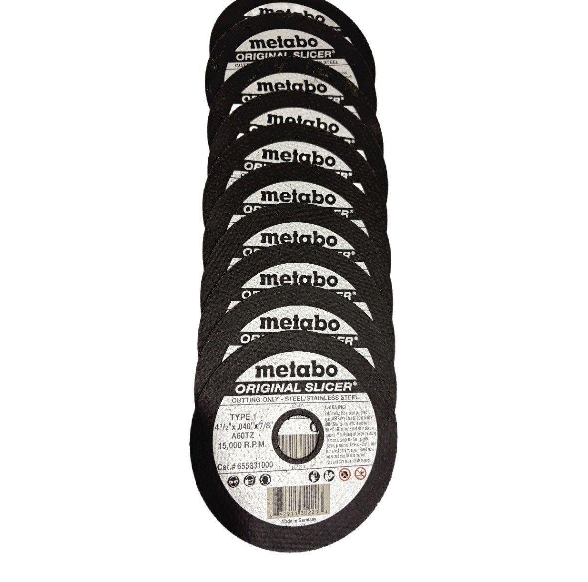 METABO CUTTING DISC STEEL/STAINLESS STEELS TYPE 1 4-1/2“X.040“X7/8 – LOT OF 10
