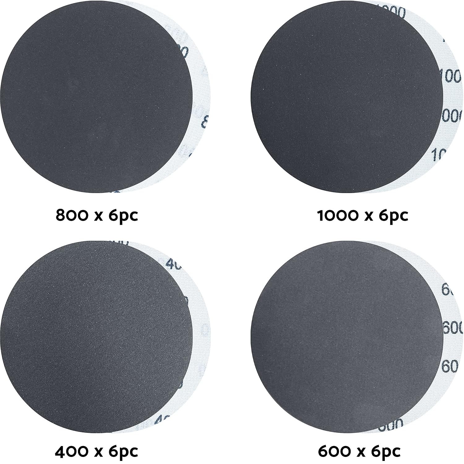 24-Piece 6 Inch Hook and Loop Sanding Discs | Water-Resistant Silicon Carbide
