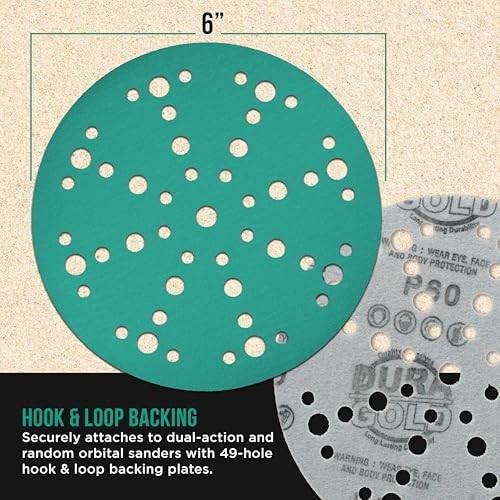 6 Inch Green Film Sanding Discs Dura Gold 180 Grit