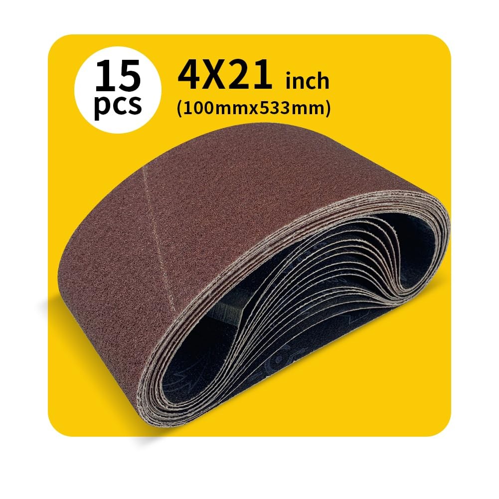 15 Pcs 4 x 21 Inch Assorted Aluminum Oxide Belt Sander Sanding – 4 x 21