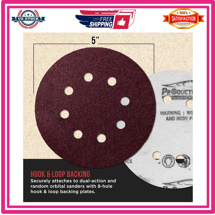 5in 8 Hole Sanding Discs 160 Pack 40-800 Grit Hook Loop Orbital