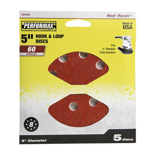 5″ 60-Grit Coarse 8-Hole Hook & Loop Sanding Disc Orbital Sandpaper – 5 Pack