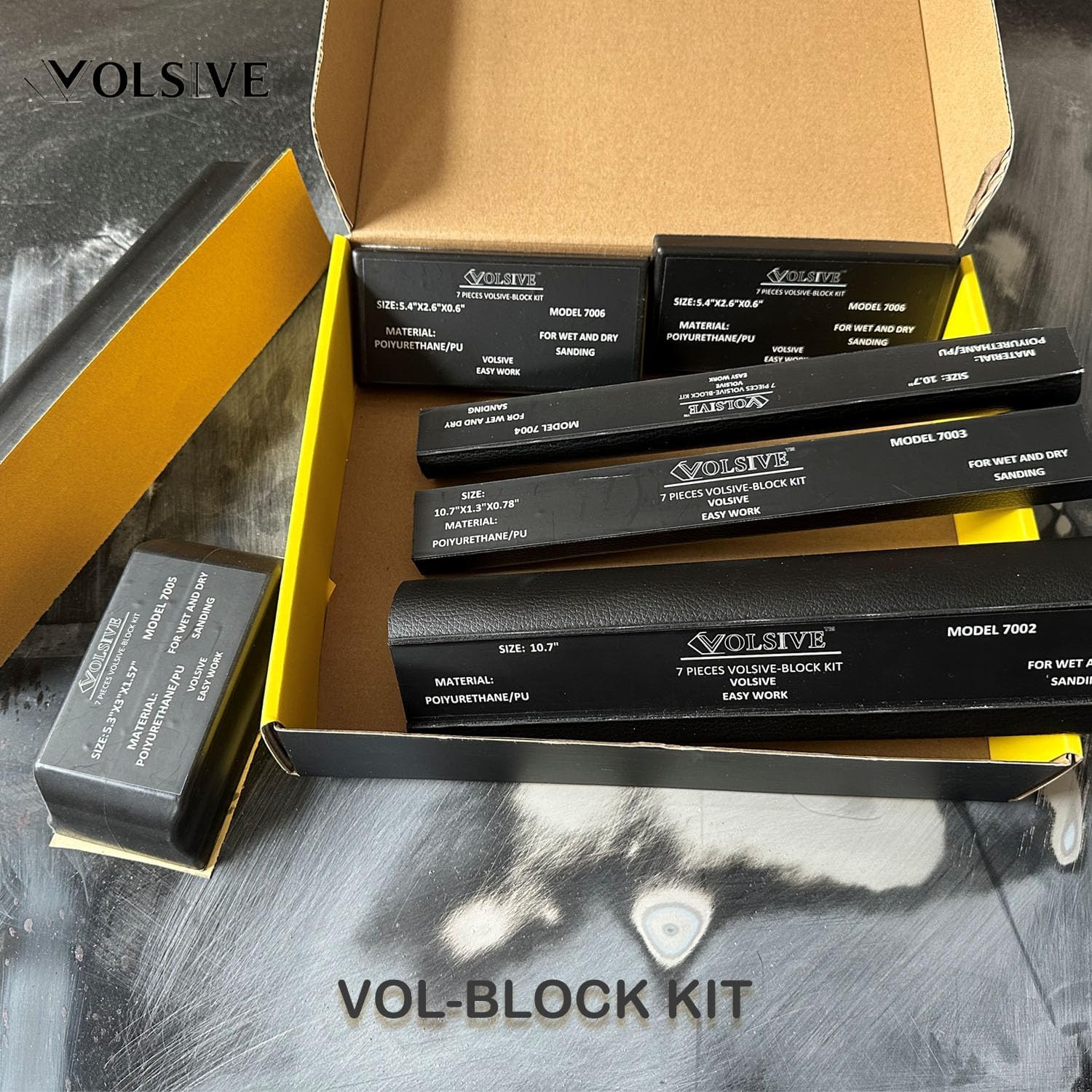 Hand Sanding Block Set of 7,PSA Base Auto Body Sanding Block Kit with Long Panel