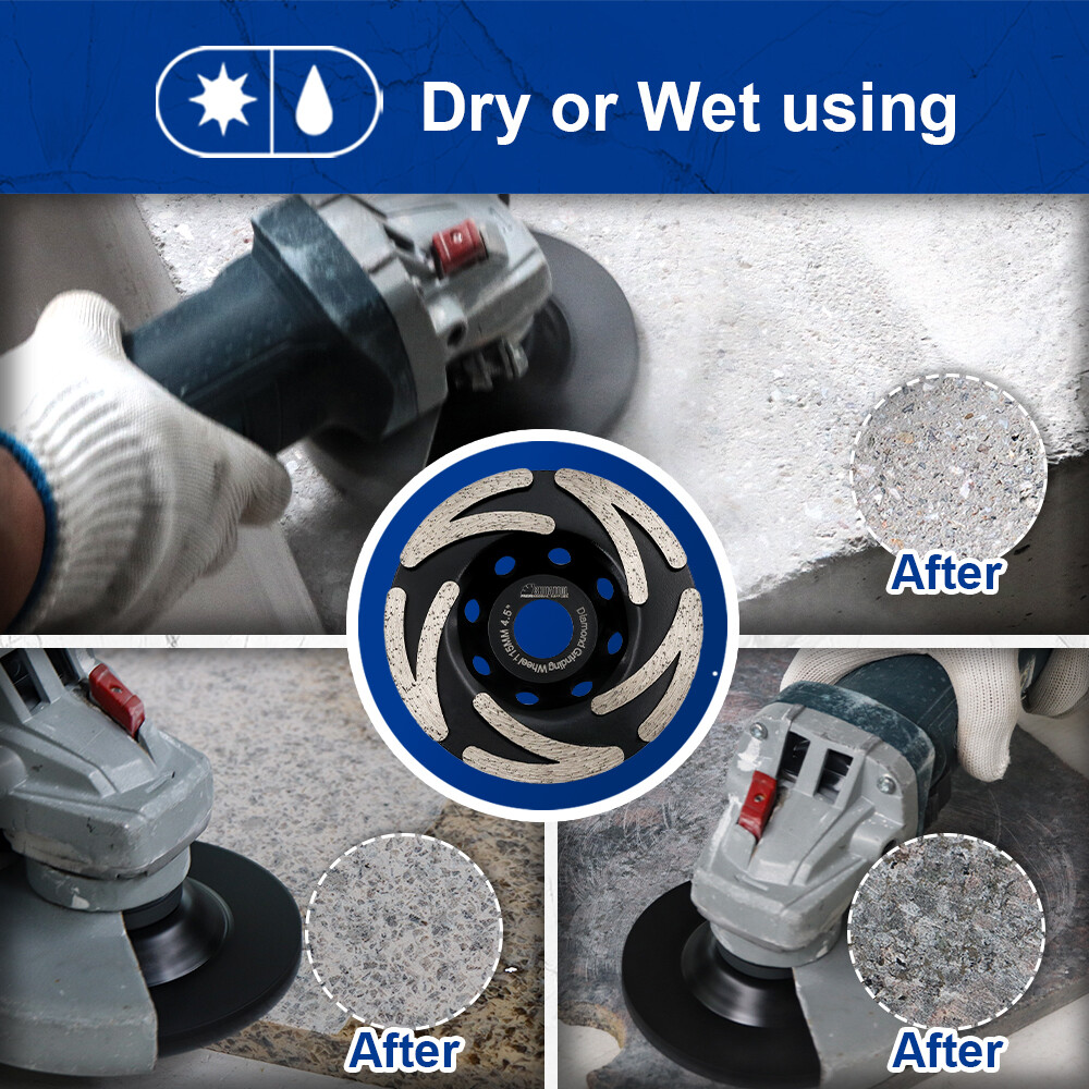 Segment Cup Wheel Diamond Concrete Epoxy Marble Grinding Angle Grinder 4.5”
