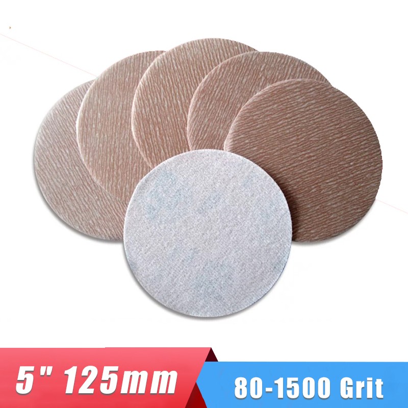 5″ 125mm Dry Sandpaper Flocking Adhesive Sanding Disc Polishing 80-1500 Grit
